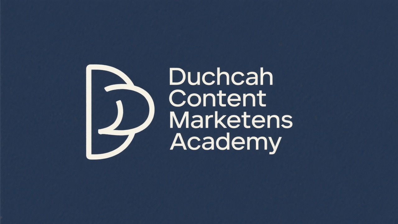 Minimal line-based logo spelling Dutch Content Marketing Academy with clear lettering suitable for corporate branding